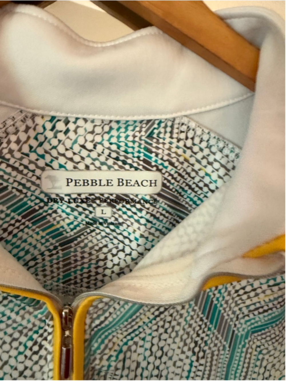 Pebble Beach Women's Long Sleeve Pullover White Teal Geometric L - Picture 4 of 5